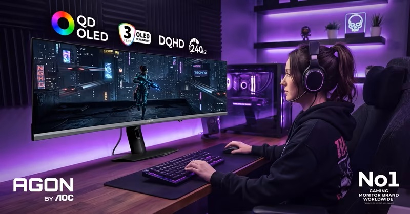 AOC показала широкоформатный QD-OLED-монитор с диагональю 48,9 дюйма и второй поменьше