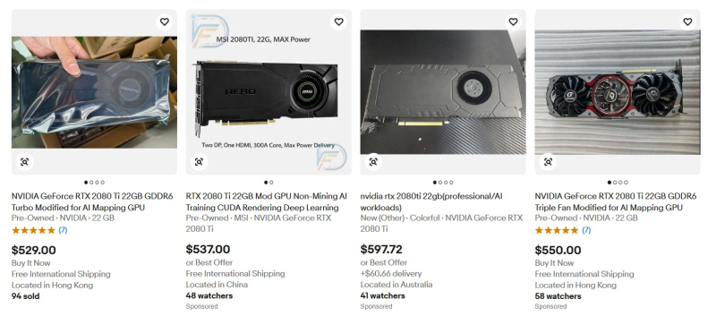 GeForce RTX 2080 Ti неожиданно стали хитом для локального ИИ — картам кустарно удваивают память и продают по 0