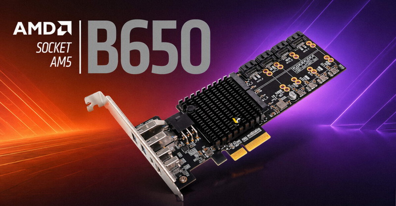 Lekuo выпустила карту расширения с чипсетом AMD B650 — она добавит в ПК четыре слота M.2 под SSD и по столько же портов USB и SATA