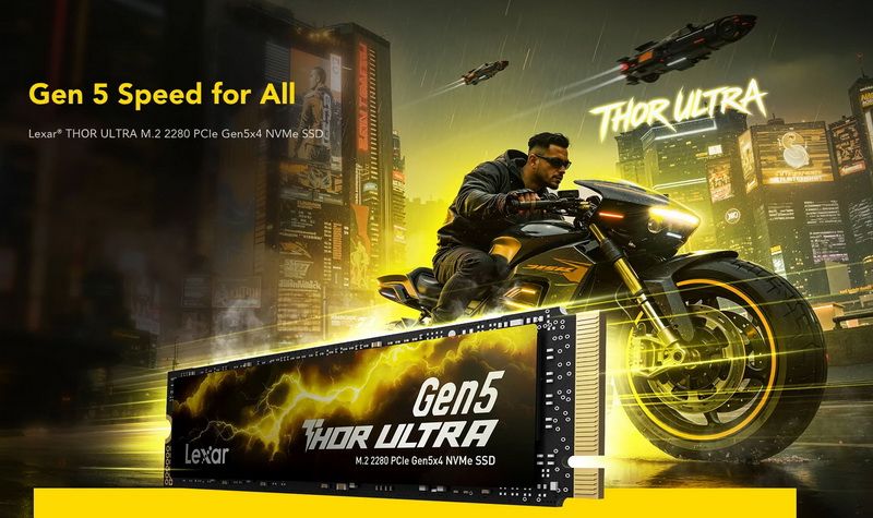 Lexar выпустила Thor Ultra — SSD с PCIe 5.0, до 4 Тбайт и скоростью до 11 Гбайт/с