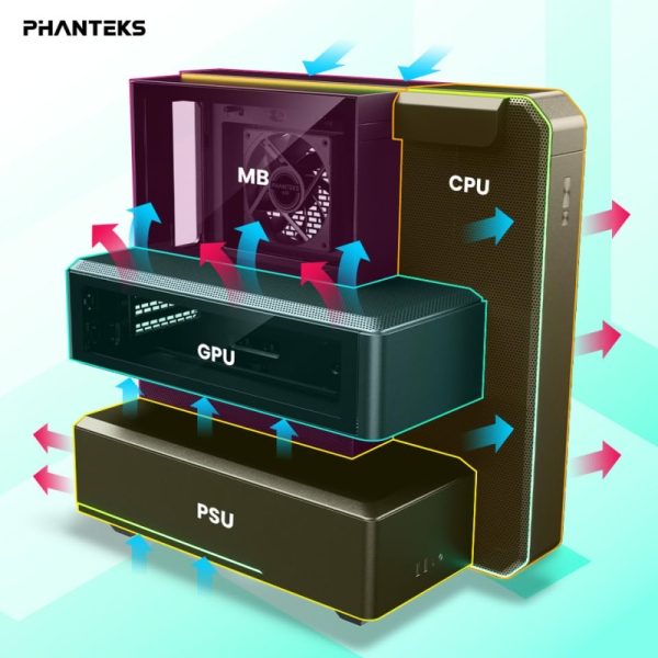 Phanteks выпустила корпуса EX5 с отдельными «комнатами» для матплаты, видеокарты и блока питания