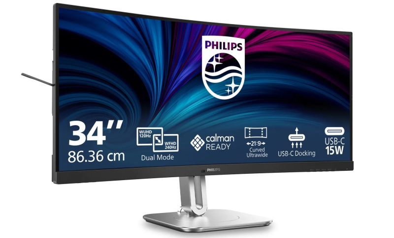 Philips выпустила 34-дюймовый изогнутый бизнес-монитор 34B2U5900C с двумя режимами: 5K2K при 120 Гц и 1440p при 240 Гц